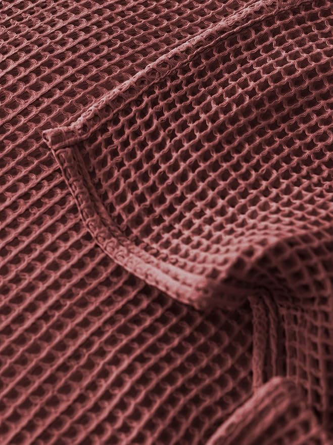 Premium Waffle Blanket Queen XL Size Red - Luxury, Pure 100% Turkish Cotton, Light & Airy Waffle Weave All-Season Quilt - Decorative Bedspread (Dark Red, Queen XL 95" x 102" Inch)