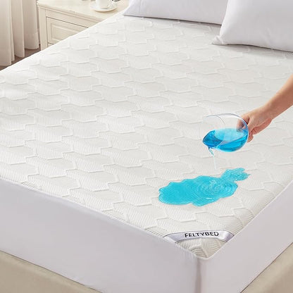 Twin XL Size Waterproof Mattress Protector, 40% Rayon Derived from Bamboo Cooling Mattress Pad Cover, 3D Air Fabric Breathable Mattress Pad Fitted with Deep Pocket 6"- 15" Machine Washable