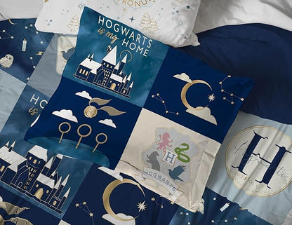 Jay Franco Kids Comforter Set Includes Sheets and Pillow Covers - Soft and Cozy Bed Set for Stylish Room Decor, Multi - Harry Potter, 7 Piece Queen Size Bedding