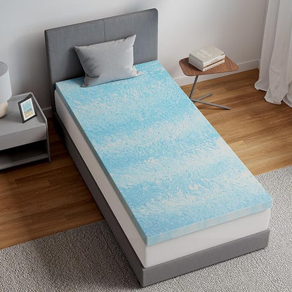 Novilla Memory Foam Mattress Topper Twin XL - 2 Inch Cooling Gel Infused Memory Foam | Slow-Rebound Pressure Relief | CertiPUR Certified | Comfort for Sleeper Sofa, RV, Camper, Dorm Room