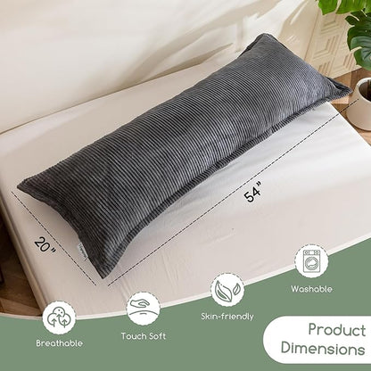 HIGOGOGO Body Pillow for Adults, Thickened Memory Foam Long Bed Pillow, Breathable Full Body Pillow with Removable Pillow Cover (20x54 Inch)