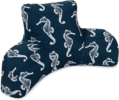 Majestic Home Goods Sea Horse Reading Pillow, Navy