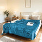 Electric Heated Blanket Throw Size 50"x60" - Flannel & Sherpa Fabric Dual-Sided, 6 Heat Settings & 1-3 Hours Auto Off, Soft & Cozy Warming Throw for Home, Office, or Bed, Machine Washable, Tile Blue