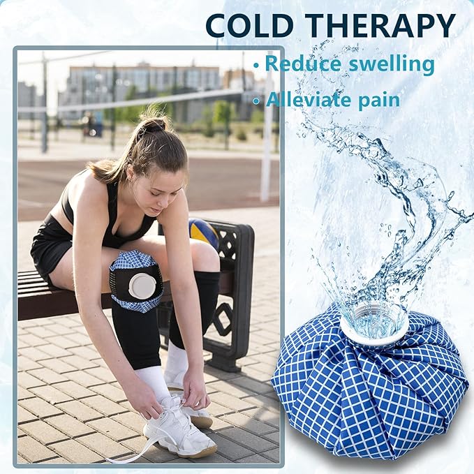 Ice Bags for Injuries, Classic No-Leak Elastic Breathable Ice Pack, Cold and Heat Treatment Ice Bag, Can Relieve Headaches, Migraines, Sports Injuries Swelling Pain, 9 Inch (2 Sets)