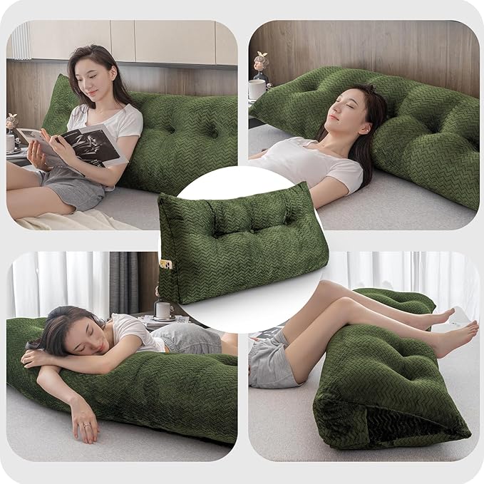 Large Bolster Triangular Headboard Wedge Backrest Positioning Support Bed Rest Reading Pillows Headboard Wedge Pillows for Day Bed with Removable Cover