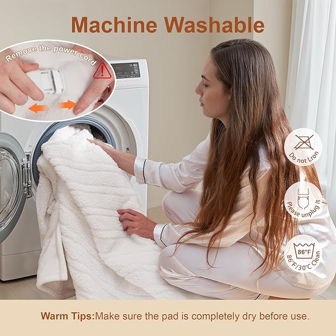 Electric Blanket Heated Throw, Ultra-Soft 60" x 50" Heating Blankets, Fast, Even & Efficient Heating, 1-12 Hours Auto-Off and 6 Heatin Settings, UL Listed for Safety, Warm Gift for Grandma