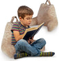 Cheer Collection Reading Pillow with Arms – Portable Bed Pillow for Sitting Up & Support, Hollow Fiber-Filled Back Rest Pillow for Sitting in Bed & Couch, Machine Washable, Taupe (Small)