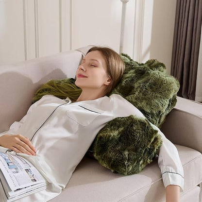 Reading Pillows for Boyfriend Adult,Velvet Back Pillow Bed Wedge Large, Back Rest Support Cushion for Sitting Up in Bed/Couch for Bedrest 18inch-Tie-dye Sage Green