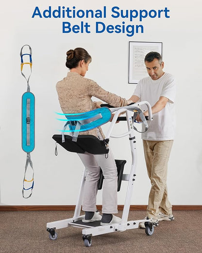 MCombo Stand Assist Patient Lift with Transfer Belt, Patient Transport Unit for Home Care and Elderly Use, 400lbs Capacity, STA446 (Black)