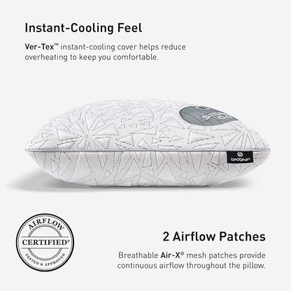 Bedgear Storm Performance Pillow – 0.0 - Cooling Bed Pillow for Hot Sleepers - Medium Firmness Pillow for All Sleep Positions, Washable & Removable Cover - 20" W x 26" L x 4.75" H