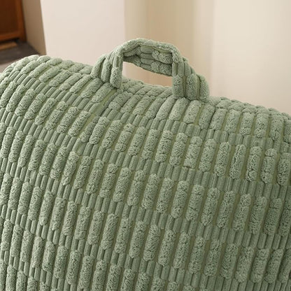 Reading Pillow for Sitting in Bed, Large Backrest Reading Pillow with Arm Rest,Back-Rest Support Cushion for Sit Up on Couch, Sofa, and Floor, Dorm Essentials (Green Corduroy, Standard(17"))