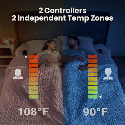 Bearhug Electric Blanket King Size 100" x 90" Dual Controllers Heated Blanket, 10 Heat Settings, 1-12 Hour Auto Shut-Off, Faux Fur & Sherpa Dual-Sided, Machine Washable, Gift-Ready Elegant Packaging