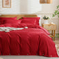 JELLYMONI Cotton Duvet Cover King Size - Crimson Red Comforter Cover with Button 100% Washed Cotton 3PCS Breathable Soft Solid Bedding Set Duvet Cover 104×90in & 2 Pillowcases (NO Comforter)
