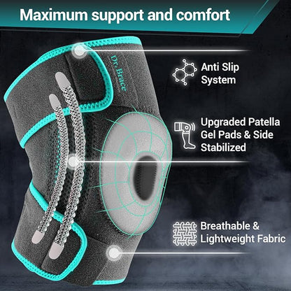 DR. BRACE ELITE Knee Brace with Side Stabilizers & Patella Gel Pads for Maximum Knee Pain Support and fast recovery for men and women-Please Check How To Size Video (Earth, XX-Large)