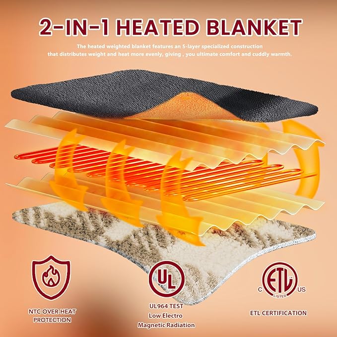 Heated Electric Blanket King Size - 100"x90" Flannel Heating Blanket with 10 Heating Levels & 5 Time Settings Over-Heat Protection, Winter Warmer for Adults with ETL Certification（Grey）
