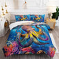 3D Octopus Comforter Set Queen Size 3Pcs Nautical Ocean Bedding Set Seaweed Quilt Bed Set for Boys Girls with 1 Comforter and 2 Pillowcases