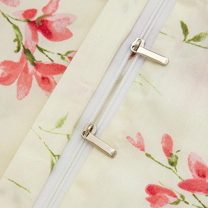 Floral Duvet Covers Queen, 100% Soft Microfiber Chic Floral Bedding Sets Queen 3 Pieces Flower Duvet Cover Queen for All Seasons, 1 Duvet Cover and 2 Pillowcases with Zipper Closure (Floral, Queen)