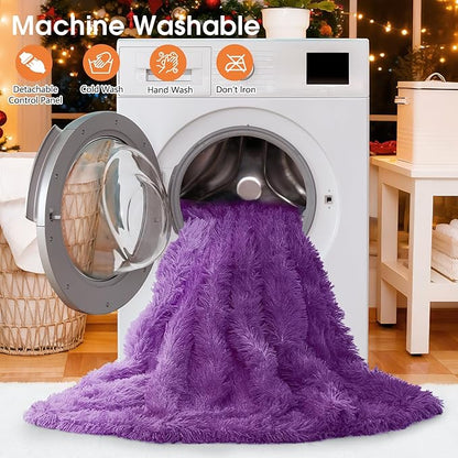 Heated Electric Blanket Throw,Warm Winter Birthday Gifts for Women Her Grandma-Faux Fur with Soft Sherpa,10 Heat Settings,5 Time Settings with Fast Heating, 50x60, Mystic Purple