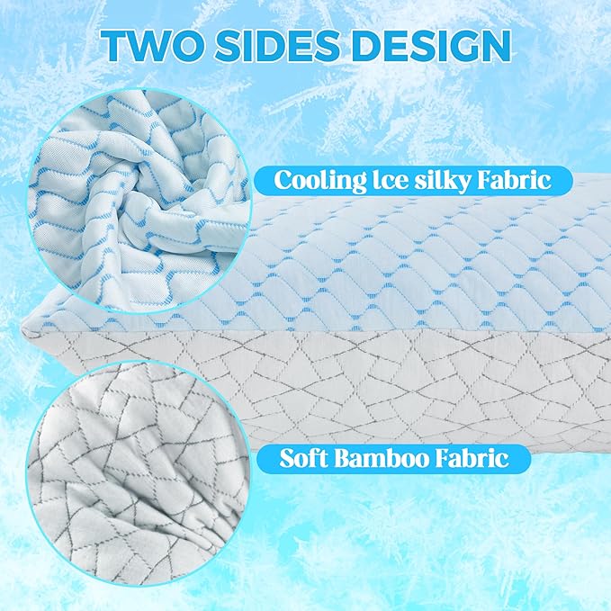 Bafode Body Pillow for Women, Cooling Body Pillow for Adults, Memory Foam Pillows for Side Sleeper, Adjustable Large Body with Pillow Pillowcase, Firm Bed Pillow (White, 20x54)