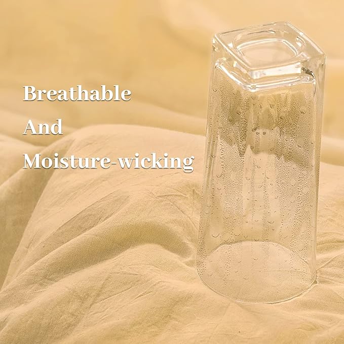 NEXHOME PRO Duvet Cover Set 100% Washed Cotton California Kingn 104"x98", Organic Natural Linen Look Textured 3 Pieces Bedding Set Apricot Yellow with Zipper Closure, Breathable Soft(No Comforter)