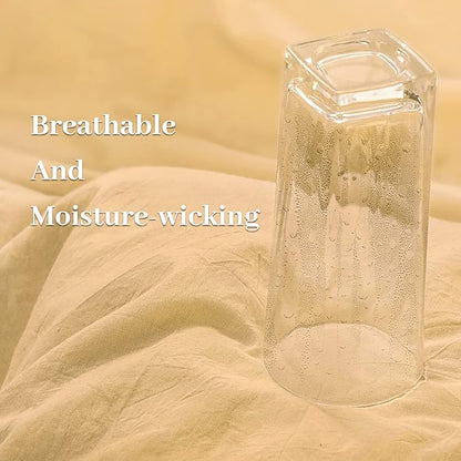 NEXHOME PRO Duvet Cover Set 100% Washed Cotton California Kingn 104"x98", Organic Natural Linen Look Textured 3 Pieces Bedding Set Apricot Yellow with Zipper Closure, Breathable Soft(No Comforter)