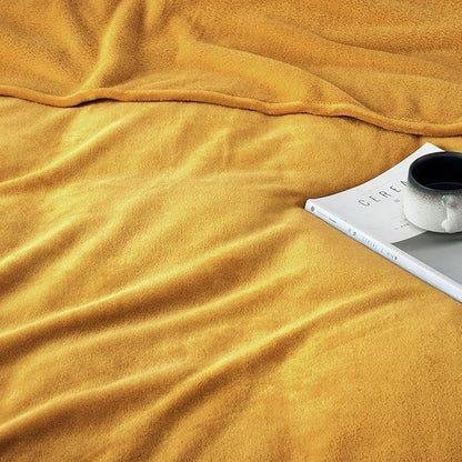 IR Imperial Rooms Fleece Blanket 16 Pack - Super Soft Fluffy Mustrad Throw Blanket for Sofa and Bed - Warm and Cozy Lightweight 400 GSM Microfiber Bed Throws Blankets, 50x60 Inches (Throw/Travel)