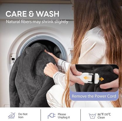Heated Blanket Electric Blanket Full Size 84"x72" Fast Heating Electric Blanket with 12 Hours Auto-Off and 6 Heating Settings Overheat Protection Cozy Soft Flannel Heated Throw Blanket ETL-Certified