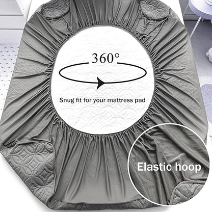 FELTYBED Full Size 54"x75" Waterproof Mattress Protector, Soft Bed Grey Mattress Cover Full, Breathable Mattress Pad Cover with Deep Pocket 6"- 15", Noiseless Washable