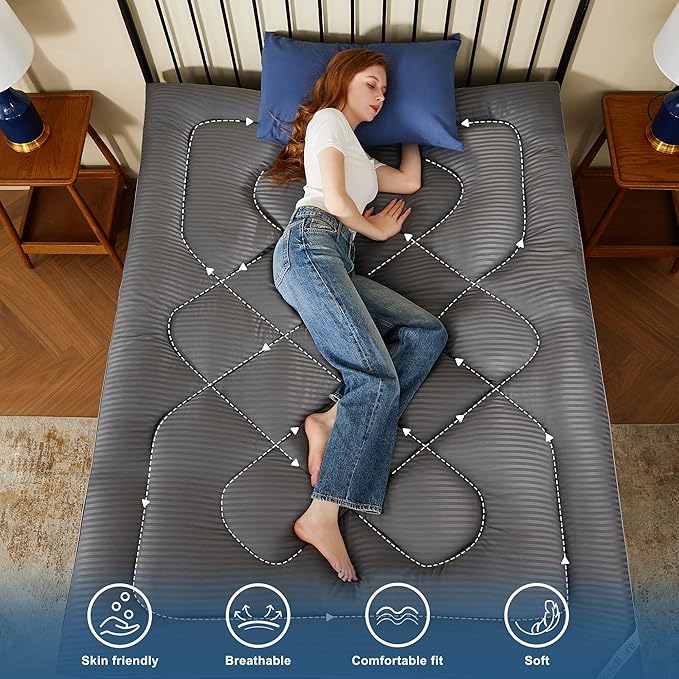 BEDLORE California King Mattress Topper, Thick Pillow Top Pad for Back Pain Relief, Cooling Soft Mattress Cover with Deep Pockets 6-18 inch