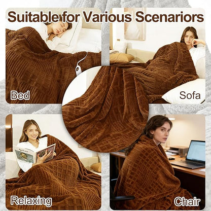 Heated Blanket Electric King,Waffle Heating Blanket with 12 Heat Levels, Fast Heating Blanket with 1-12H Timer Settings, Overheat Protection with ETL & FCC for Home Office Sofa-90"x100"