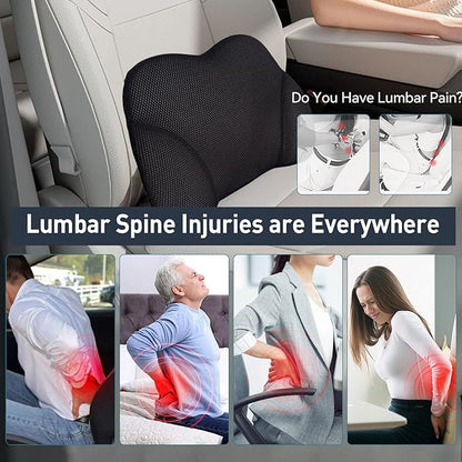 SPRFUFLY Really Amazing Lumbar Support Pillow for Car Seat - Pure Memory Foam with Breathable Removable Cover - Relieves Back Pain Lumbar Pillow(Black, 1PC)
