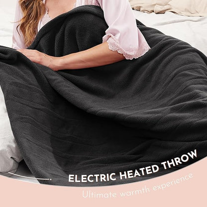 Electric Heated Blanket Queen Size 84"x90" Microplush Cover Blanket 4 Heat Settings & 10 Hours Auto Off, Cozy & Breathable, Warm All Night, Iron Grey