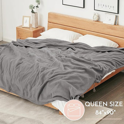 Electric Heated Blanket 84"x90" Queen Size Microplush Cover Blanket, 4 Heat Settings & 10 Hours Auto Off, Cozy & Breathable, Warm All Night, Light Grey