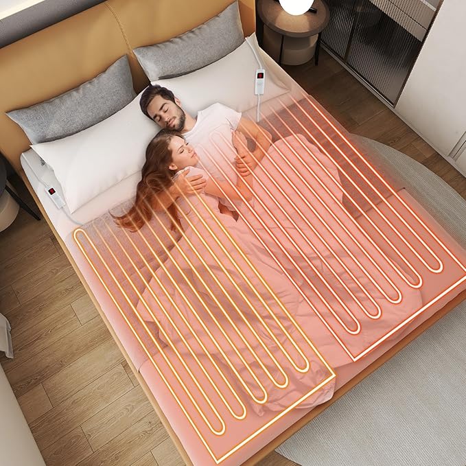 DORTALA Heated Mattress Pad Queen, Dual Control Electric Mattress Pad Bed Warmer with 9 Heat Settings & 9H Auto Shut-Off, Overheat Protection, Fit Up to 10", Machine Washable, 80" x 60", White