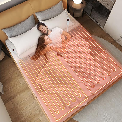 DORTALA Heated Mattress Pad Queen, Dual Control Electric Mattress Pad Bed Warmer with 9 Heat Settings & 9H Auto Shut-Off, Overheat Protection, Fit Up to 10", Machine Washable, 80" x 60", White