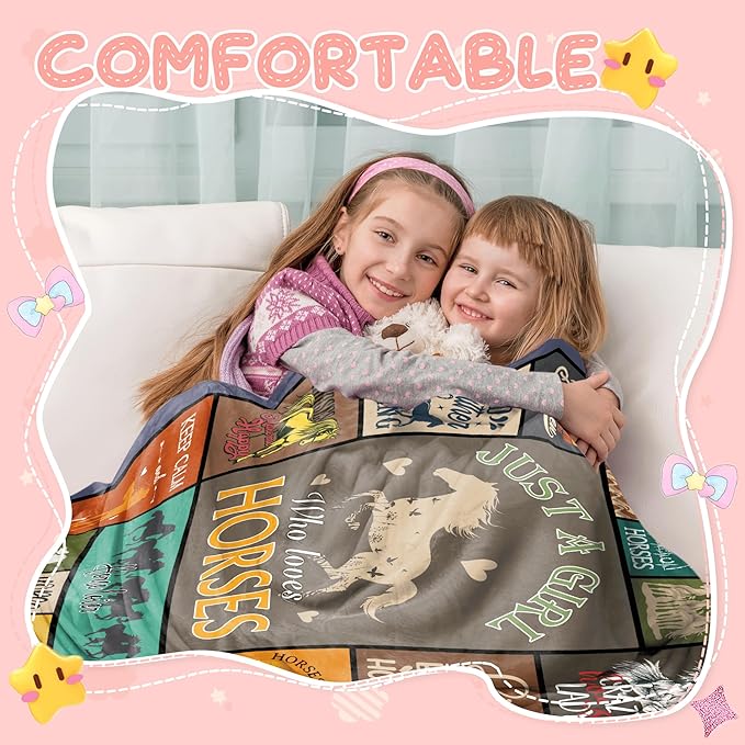 Horse Gifts for Girls Women, Horse Lover Gifts for Girls, Gifts for Horse Lover, Just A Girl Who Love Horse Blanket for Girls Kids, Horse Gifts for Christmas Birthday, Horse Blanket 60" X 50"