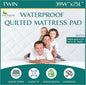 Twin Size Quilted Mattress Pad - Fitted Waterproof Mattress Protector, Pillow Top Mattress Topper, Premium Quality Hypoallergenic Mattress Cover