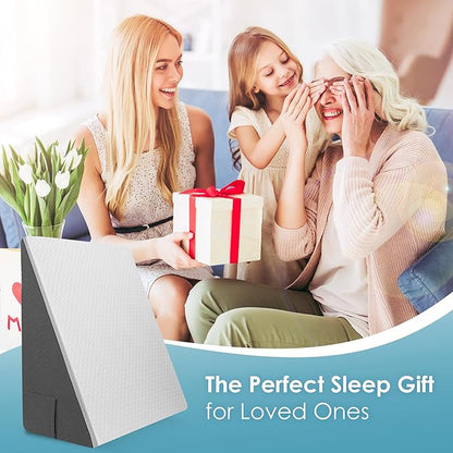 12 inch Bed Wedge Pillow for Sleeping, Reading & Resting, Cooling Memory Foam Incline Pillow Wedge for Adults Seniors, Ideal for Couch, Bedroom & Living Room, Removable Washable Cover