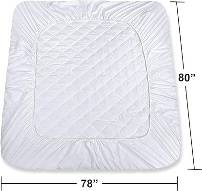 Utopia Bedding 2 Pack Quilted Fitted Mattress Pad, King Size, Elastic Fitted Mattress Topper Protector and Cover with Deep Pocket Stretches up to 16 Inches, Machine Washable (White)