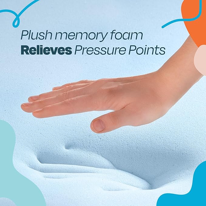 Linenspa Memory Foam Mattress Topper - 3 Inch Gel Infused Memory Foam - Plush Feel - Cooling and Pressure Relieving - CertiPUR Certified - Dorm Room Essentials - King Size