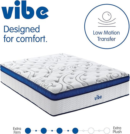 Vibe Quilted Hybrid Mattress, 12-Inch Innerspring and Pillow Top Gel Memory Foam Mattress, Fiberglass Free, CertiPUR-US Certified Bed in a Box, California King