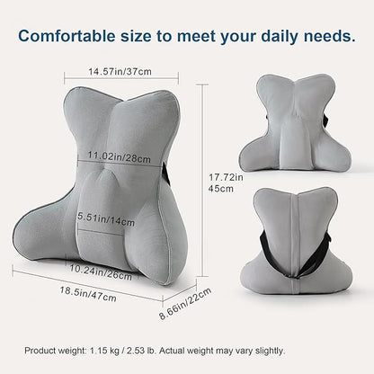 Lumbar Support Pillow – Multi-Functional Ergonomic Back Cushion for Office Chair, Car Seat & Sofa, Reading Pillow with Firm Multi-Zone Support to Relieve Lower Back Pain,Zinc Gray