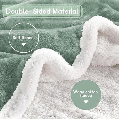 Heated Blanket Electric Throw 50''x60'', 3 Hour Auto Shut-Off 6 Heating Levels Small Warm Soft Flannel Electric Blanket Machine Washable - Light Green