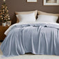 Queen Size Blanket, 70% Rayon (Derived from Bamboo) and 30% Cotton, Lightweight Jacquard Weave, Breathable and Soft Summer Blanket for Bed or Couch, 90” x 90”, Light Blue