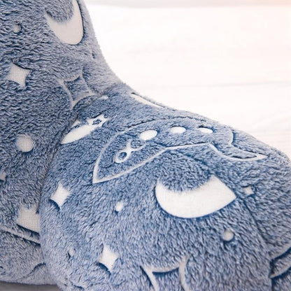 Meeting Story Glow in The Dark Rocket Moon Meteor Space Luminous Reading Pillows Glow in The Dark with Arms Back Pillow for Bed, Bed Rest Pillow for Adults Teens, Kids, (Light-Blue)