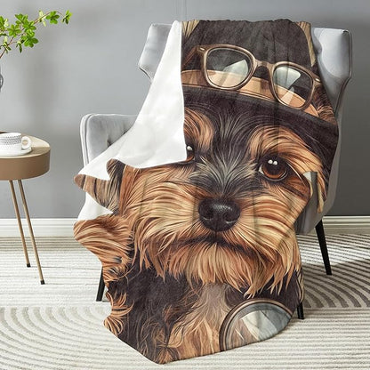 Yorkshire Terrier Blanket - Plush, Soft, Comfy, Lightweight, Warm, Fuzzy, Cozy Flannel Throw Blanket Perfect for Couch, Travel, Bed, Office, Outdoor - 50in×60in(color44)