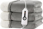 Electric Heated Blanket 72"x84" Full Size - Dual-Sided with Microplush & Sherpa Fabric, 4 Heat Settings & 10 Hours Auto Off, Machine Washable - Light Gray