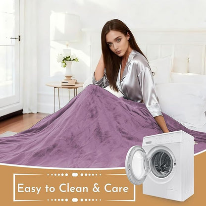 Electric Heated Blanket 84"x90" Queen Size Microplush Cover Blanket, 5 Heat Settings & 10 Hours Auto Off, Cozy & Warm for All Night, Machine Washable,Cameo Brown