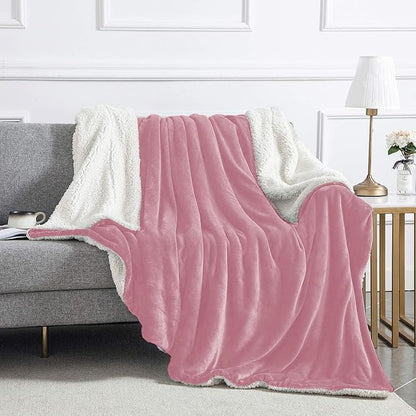 IR Imperial Rooms Baby Pink Sherpa Blankets Queen Size for Bed - Wholesale Bulk Pack of 9 Sherpa Blankets - Soft Fluffy Throw Blanket for Hotels, Guest Bedroom, 90x90 Inches