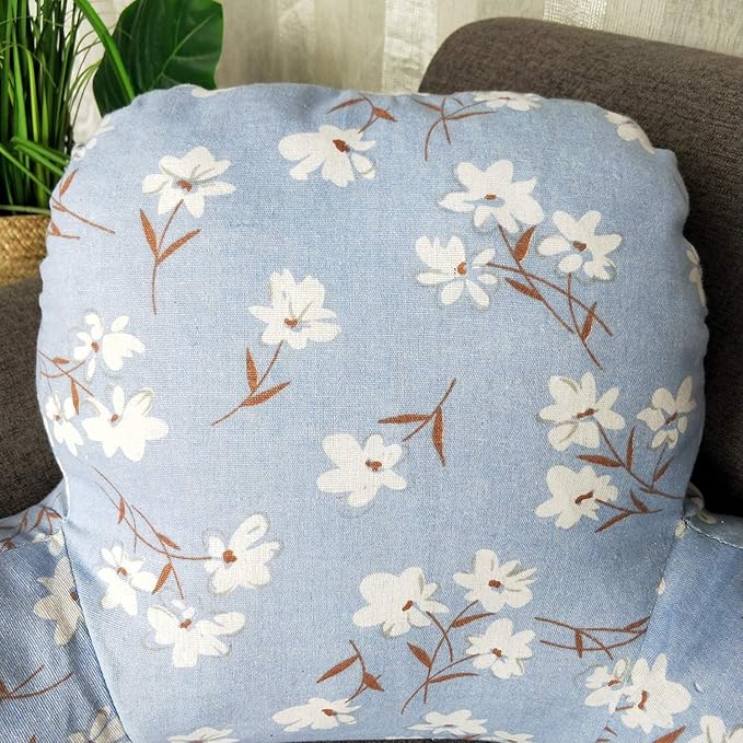 Bohemian Printed Reading Pillow with Support Arms Soft Bed Rest Pillows Back Support Cushion for Kids Reading Watching TV Sitting Up in Bed (20"×15"×8",Blue Floral)